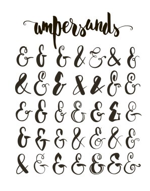 Elle çizilmiş ve işaretleri kümesi. Mürekkep çizim.