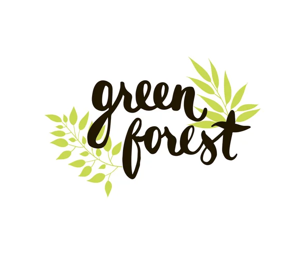 Grön skog kort. Bläck illustration. — Stock vektor