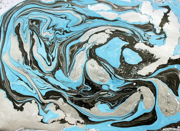 Abstract blue, black and silver marble texture. — Stock Photo, Image