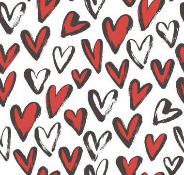 hand drawn red and black hearts.