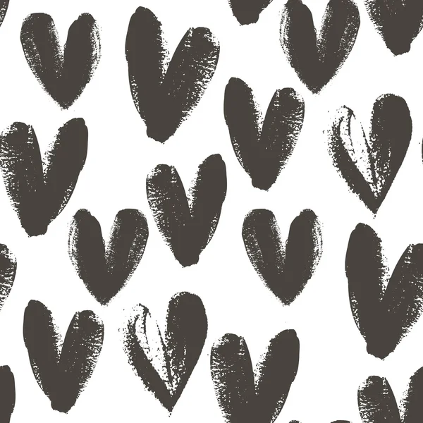 Nahtloses Muster mit handgezeichneten Herzen — Stockvektor