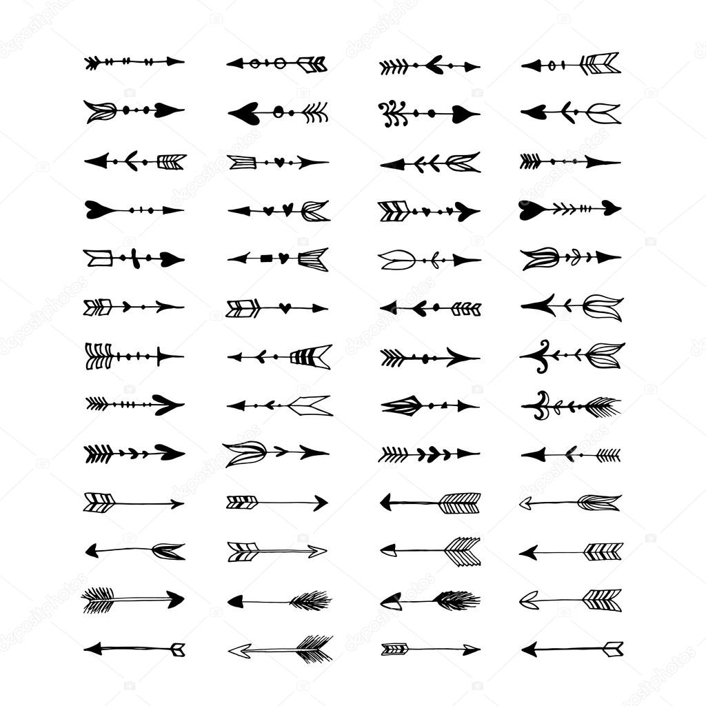 Collection of hand drawn arrows. 