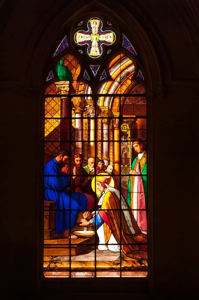 Vitrasje i Sainte-Chapelle i Paris – stockfoto
