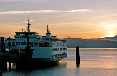 Car ferry in Puget Sound clipart