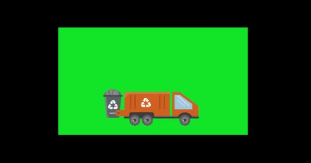 Affald lastbil animation på den grønne skærm. – Stock-video