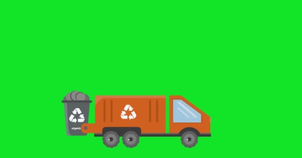 Animação com um caminhão de lixo para reciclagem — Vídeo de Stock