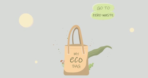 Avvicinamento di animazione sacchetto di carta con testo eco bag. — Video Stock