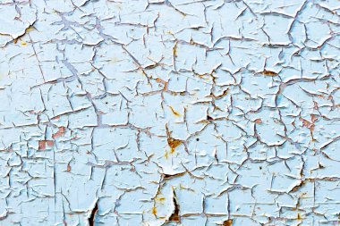 Boya yavaşça mavi duvarı soyar - Çelik kapıyı boyar