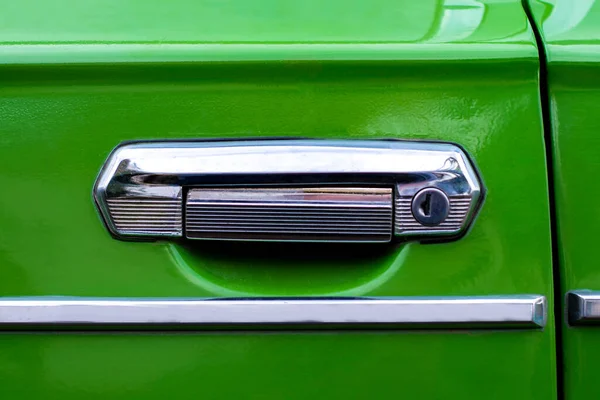 Porte Fer Vieille Voiture Soviétique Vue Face Corps Est Vert — Photo