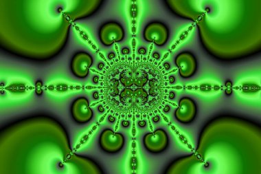 Yeşil süslemeli soyut desenli arka plan. Çok güzel bir şekil. Üst görünüm.