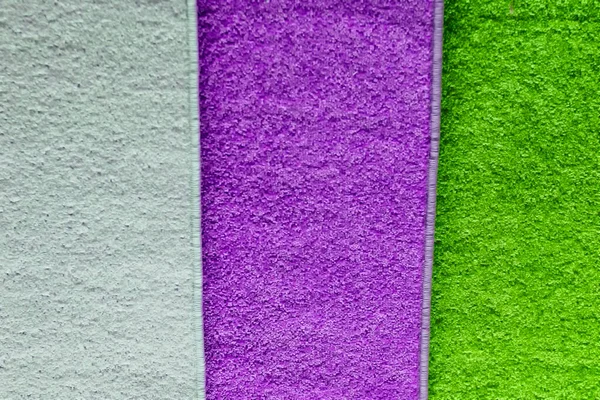 Stapelmatten Van Textiel Van Verschillende Kleuren Vooraanzicht Horizontaal Binnenschot — Stockfoto