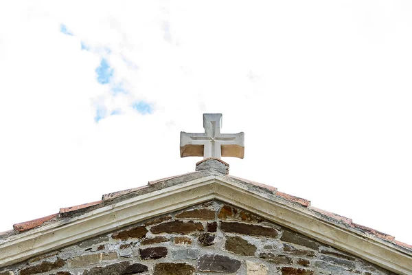 Kreuz Alte Christliche Byzantinische Kirche Sonniger Herbsttag Frontansicht — Stockfoto