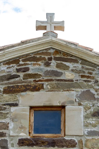 Kreuz Alte Christliche Byzantinische Kirche Sonniger Herbsttag Frontansicht — Stockfoto