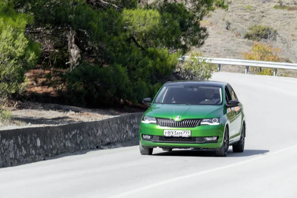Зелена Машина Крутому Поворотному Шляху Горах Крим Судак Жовтня 2020 — стокове фото