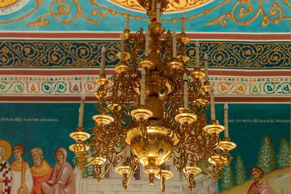 Lustre Dans Église Orthodoxe Sibérie — Photo