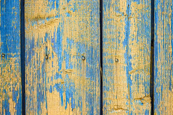 Placas Envelhecidas Verticais São Azuis Com Tinta Fundo Descascada Livre — Fotografia de Stock