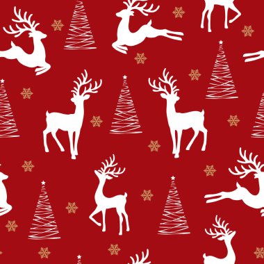 Ren geyiği geçmişi olan kusursuz bir Noel deseni ren geyiği desenli kış deseni, ambalaj kağıdı, kış selamları, web sayfası geçmişi, Noel ve yeni yıl tebrik kartları.