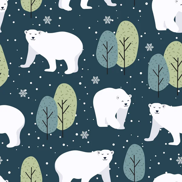 Kutup ayısı geçmişine sahip kusursuz Noel deseni geyik ve tilki desenli kış deseni ambalaj kağıdı, kış selamları, web sayfası geçmişi, Noel ve yeni yıl tebrik kartları.