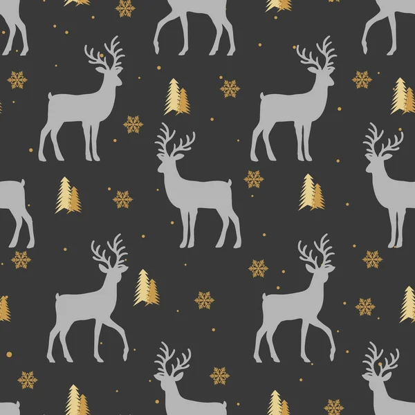 Christmas Seamless Pattern Reindeer Background Winter Pattern Reindeer Wrapping Paper — Stock Vector