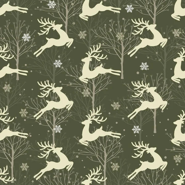 Christmas Seamless Pattern Reindeer Background Winter Pattern Reindeer Wrapping Paper — Stock Vector
