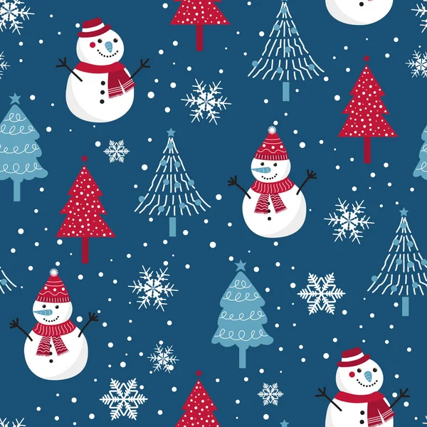 Kardan adam geçmişine sahip kusursuz bir Noel deseni, kar taneli kış deseni, ambalaj kağıdı, kış selamları, web sayfası geçmişi, Noel ve yeni yıl tebrik kartları.