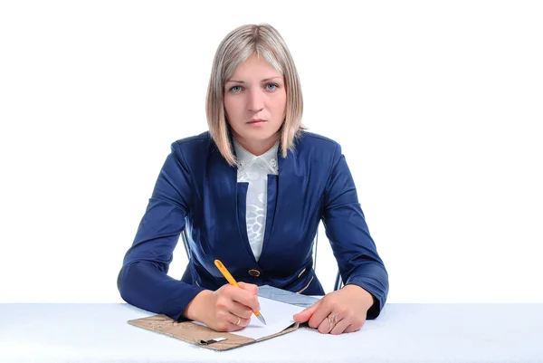 Vrouw schrijft — Stockfoto