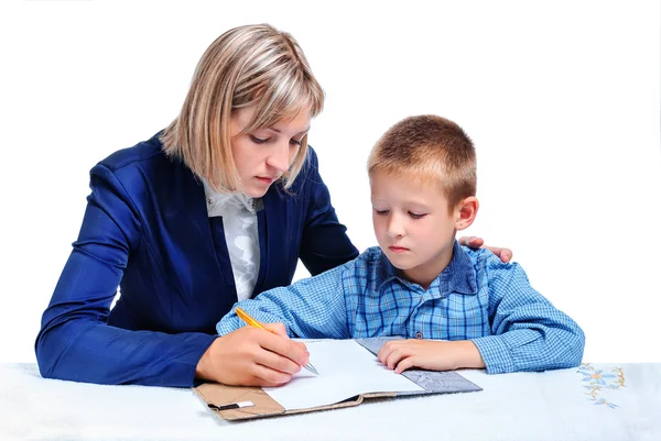 Moeder leert het kind — Stockfoto