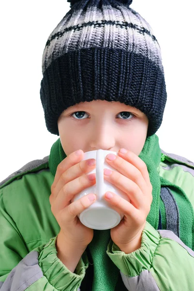Il ragazzo beve il tè — Foto Stock