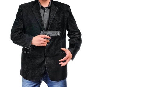 Young man with pistol — Stock Photo, Image