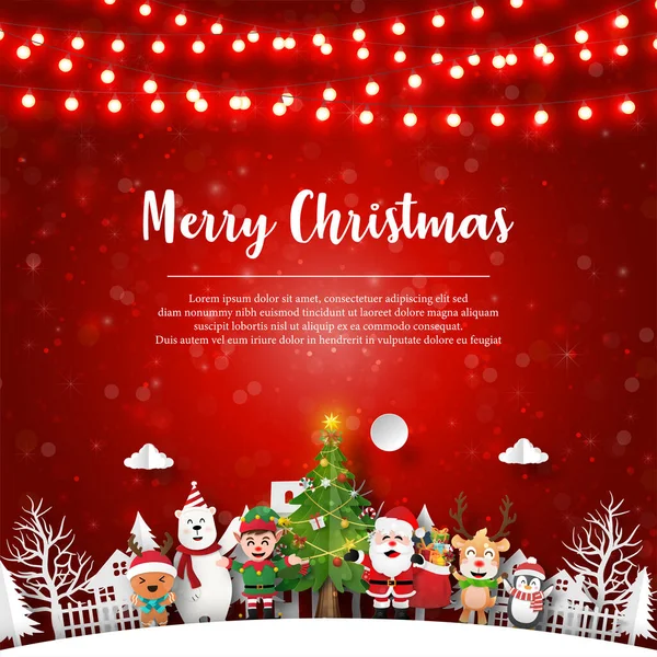 Vánoční Pohlednice Santa Clause Přátel Vesnici — Stockový vektor