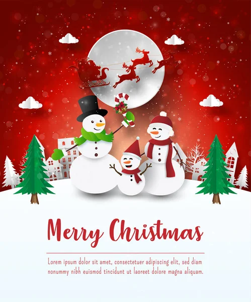 Joyeux Noël Bonne Année Carte Postale Noël Bonhomme Neige Dans — Image vectorielle