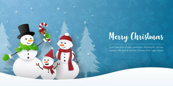 Selamat Natal Dan Tahun Baru Pesta Natal Dengan Snowman Latar - Stok Vektor