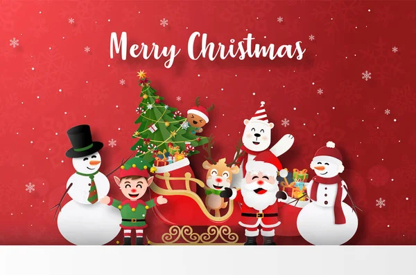 Feliz Natal Feliz Ano Novo Banner Natal Cartão Postal Papai — Vetor de Stock