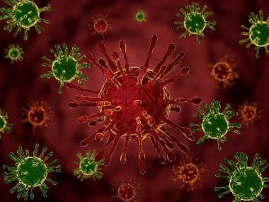 Virus background of Coronavirus 2019-ncov Covid-19 outbreaking, 3d illustration