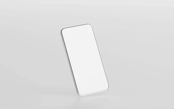 Minimalny Pusty Ekran Smartfona Makieta Białym Tle Renderowanie — Zdjęcie stockowe