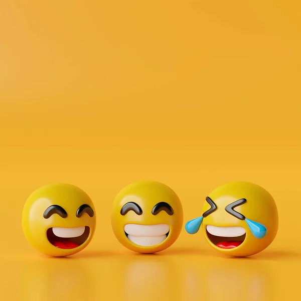 Happy Emoji Icons Yellow Background Illustration — Fotografia de Stock