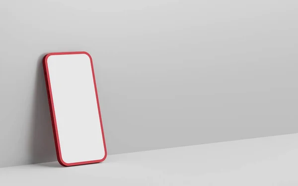 Minimalny Pusty Ekran Smartfona Makieta Białym Tle Renderowanie — Zdjęcie stockowe