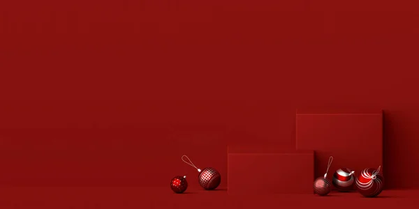 Geometric Podium Christmas Ball Product Advertisement Illustration — Stock Photo, Image