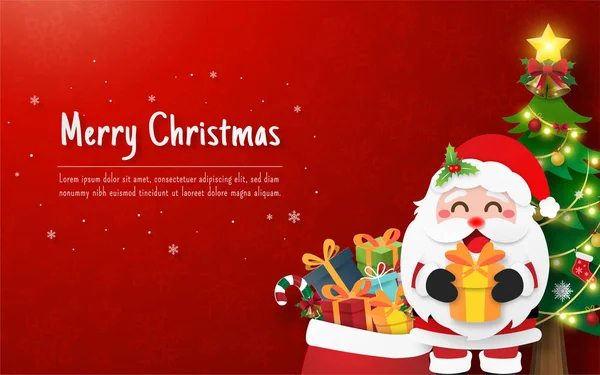 Postal Navidad Con Santa Claus Árbol Navidad — Archivo Imágenes Vectoriales