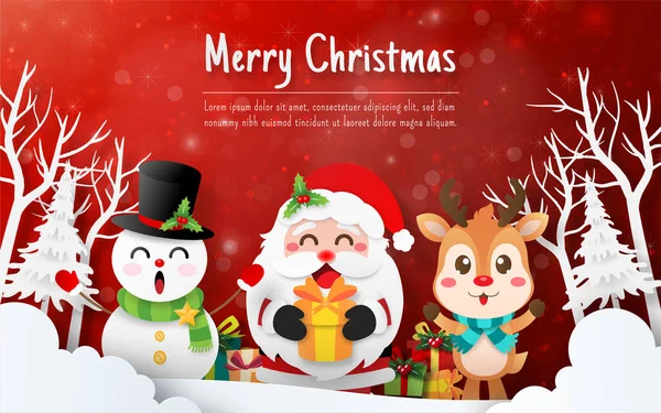 Santa Claus Friend Christmas Postcard — Stock Vector