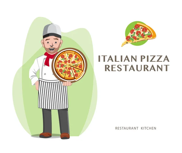 Pizza Profesional Chef Restaurante Chef Vector Illustration Design — Archivo Imágenes Vectoriales