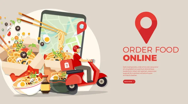 Food Delivery Service Fast Food Delivery Scooter Delivery Service Vector — Stock Vector