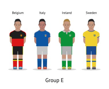 Oyuncular kiti. Futbol Şampiyonası Fransa 2016'na. Grup E - Belçika, İtalya, İrlanda, İsveç