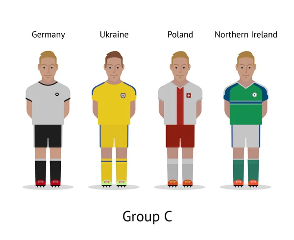 Spieler-Set. Fußballmeisterschaft in Frankreich 2016. Gruppe c - Deutschland, Ukraine, Polen, Nordirland — Stockvektor