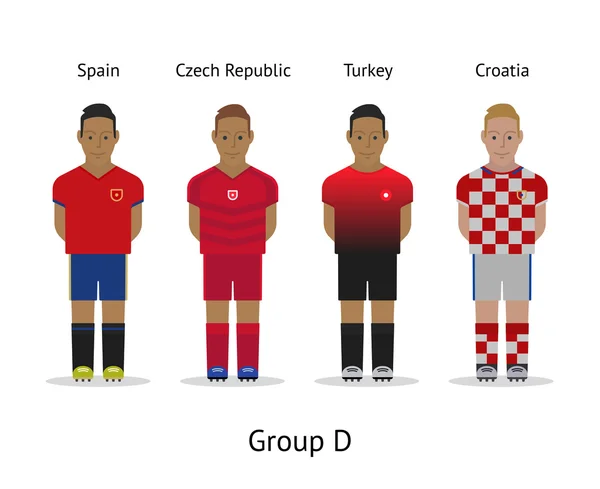 Kit de joueurs. Championnat de France 2016. Groupe D - Espagne, République tchèque, Turquie, Croatie — Image vectorielle