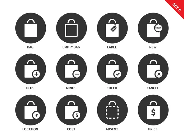 Sacs à provisions icônes sur fond blanc — Image vectorielle