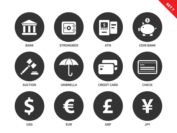 Banking and business icons on white background — Stock Vector