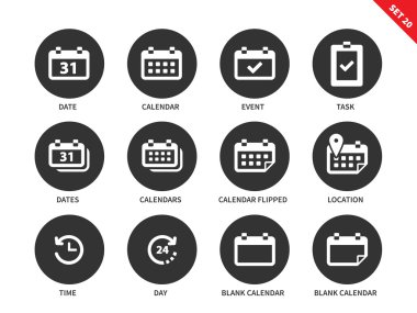 Takvim ikonlar beyaz zemin üzerine