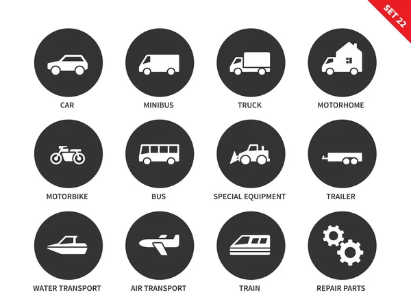 Transport icons on white background — Stock Vector