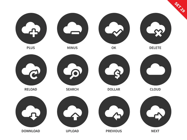 Icone nuvole Web su sfondo bianco — Vettoriale Stock